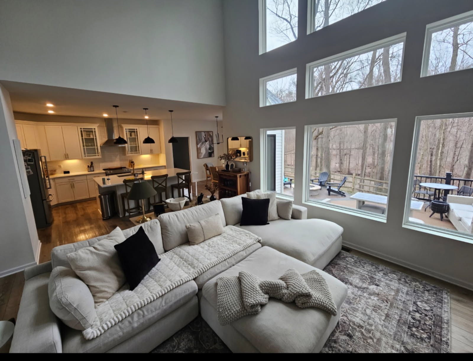 Pristine open plan living room
